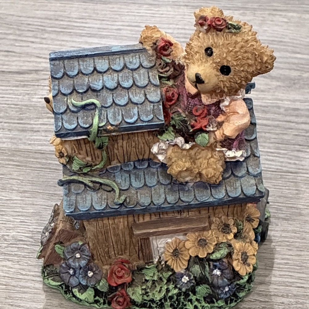 Vintage Boyd's Bears Floral House Piggy Bank Figurine